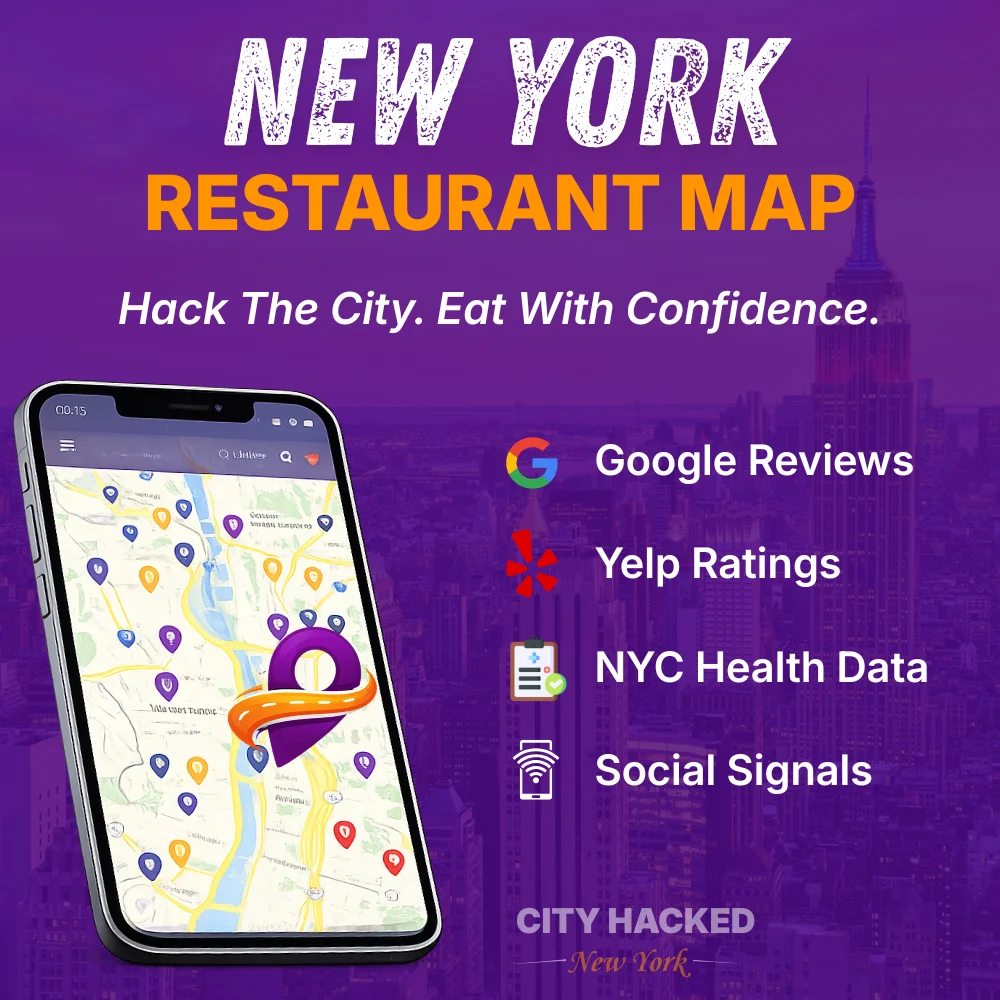 New York Restaurants Map showcasing the best places to eat in New York, NY