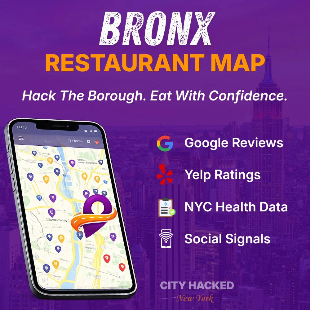 Bronx Restaurants Map showcasing the best places to eat in Bronx, NY