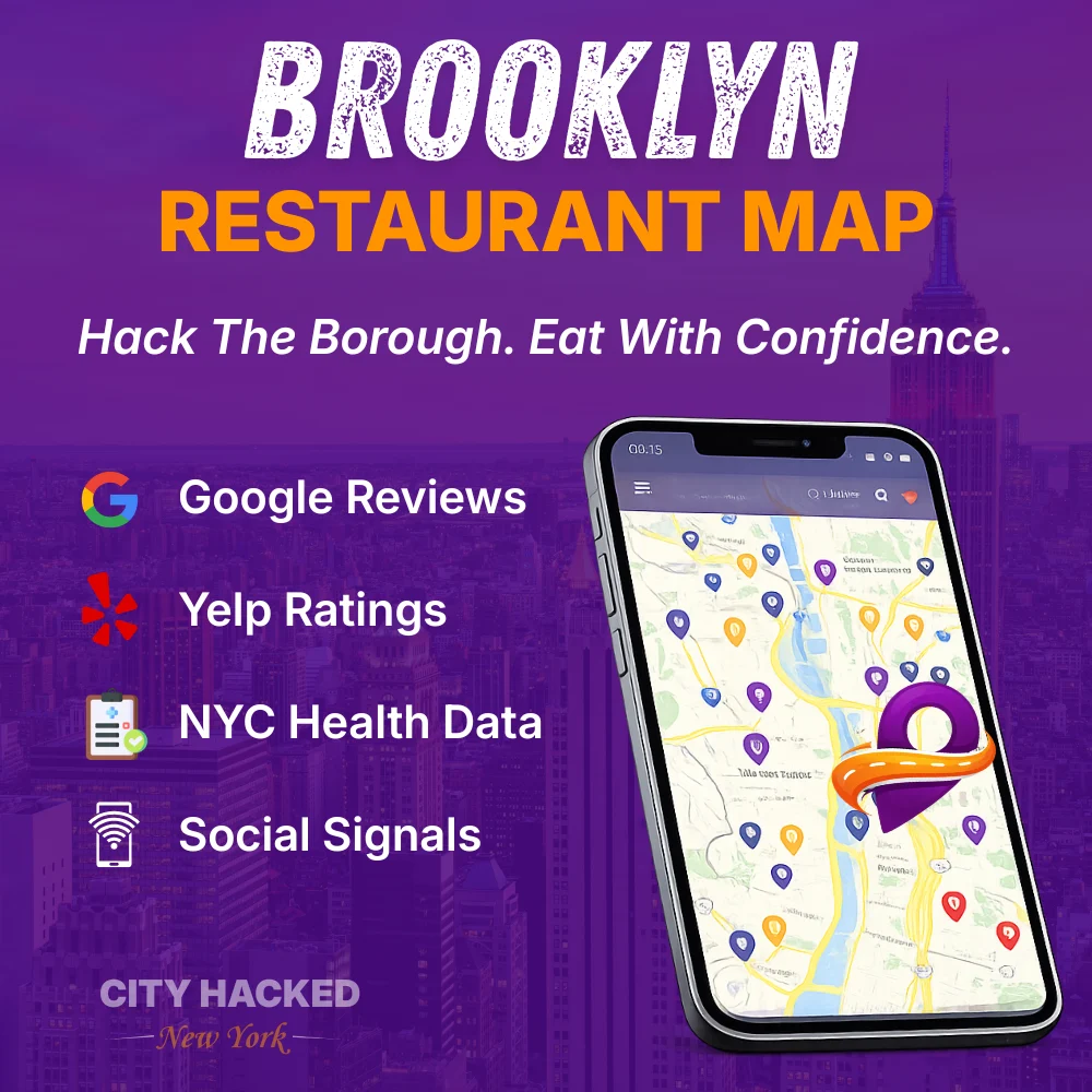 Brooklyn Restaurants Map showcasing the best places to eat in Brooklyn, NY
