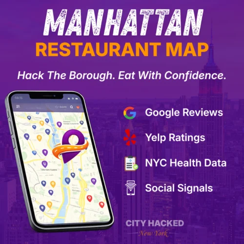 Manhattan Restaurants Map showcasing the best places to eat in Manhattan, NY
