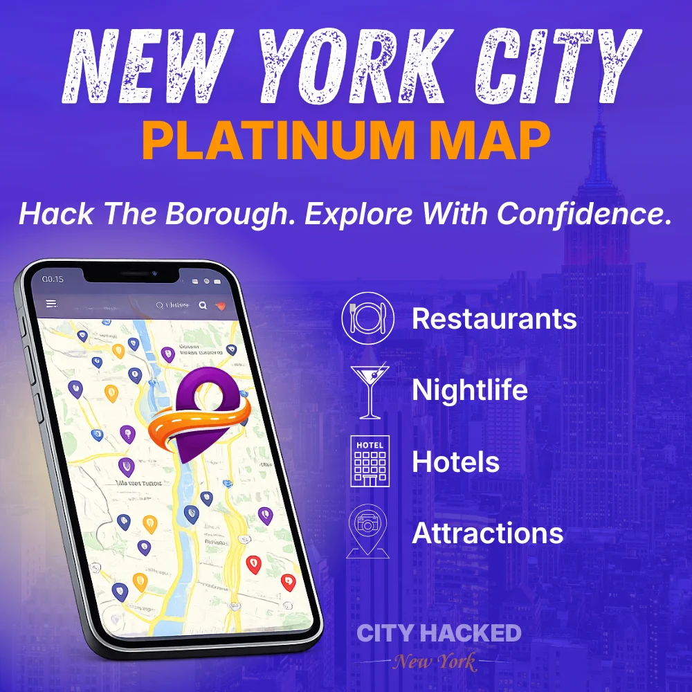 NYC Platinum Map showcasing the best restaurants, hotels, attractions, and nightlife in New York, NY