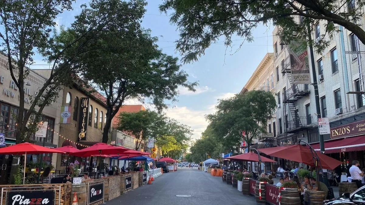 Picture of Piazza di Belmont and Enzo’s which offer outdoor dining