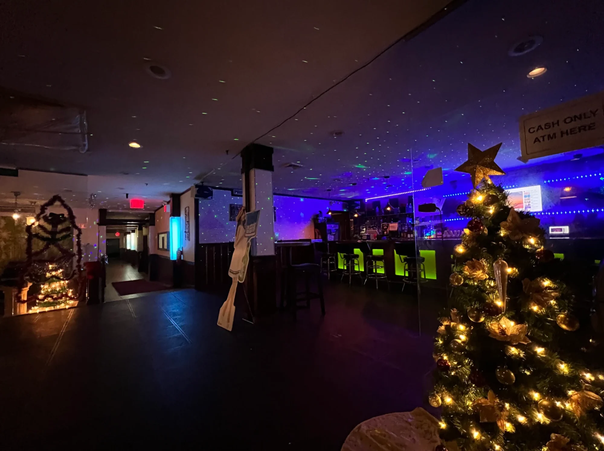 Christmas Karaoke featured image Interior with a decorated Christmas tree, bar area, and festive lighting at Christmas Karaoke, Bayside, Bronx NYC.