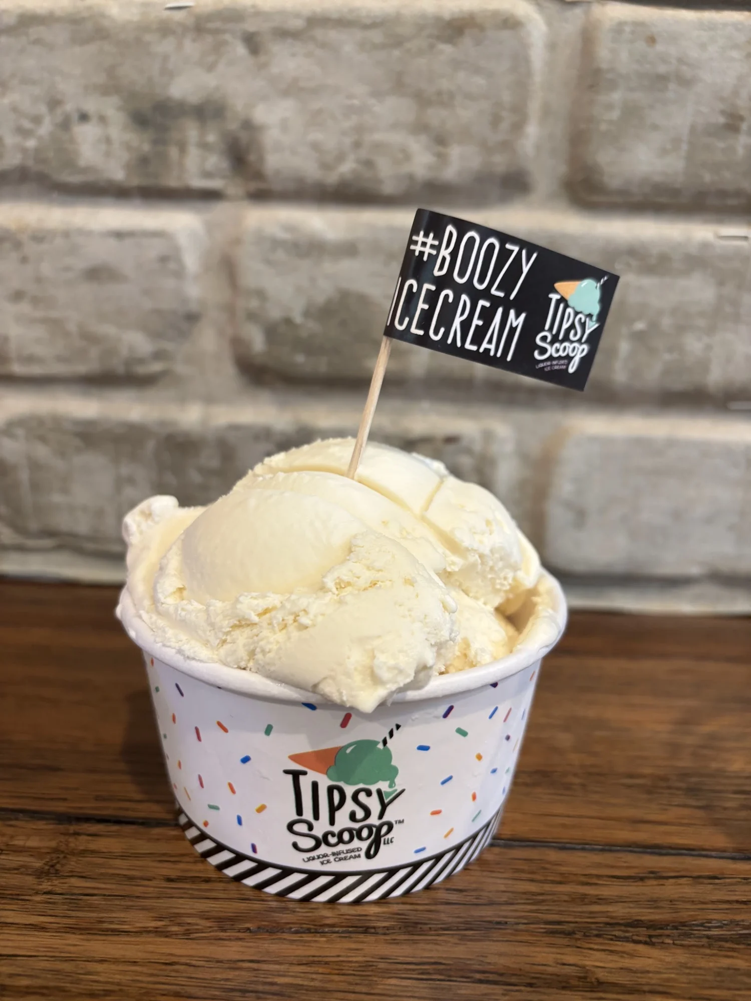 Tipsy Scoop featured image Cup of ice cream labeled #BOOZYICECREAM at Tipsy Scoop, Williamsburg.