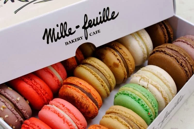 Mille-Feuille Bakery featured image Box of assorted macarons at Mille-Feuille Bakery, Greenwich Village.