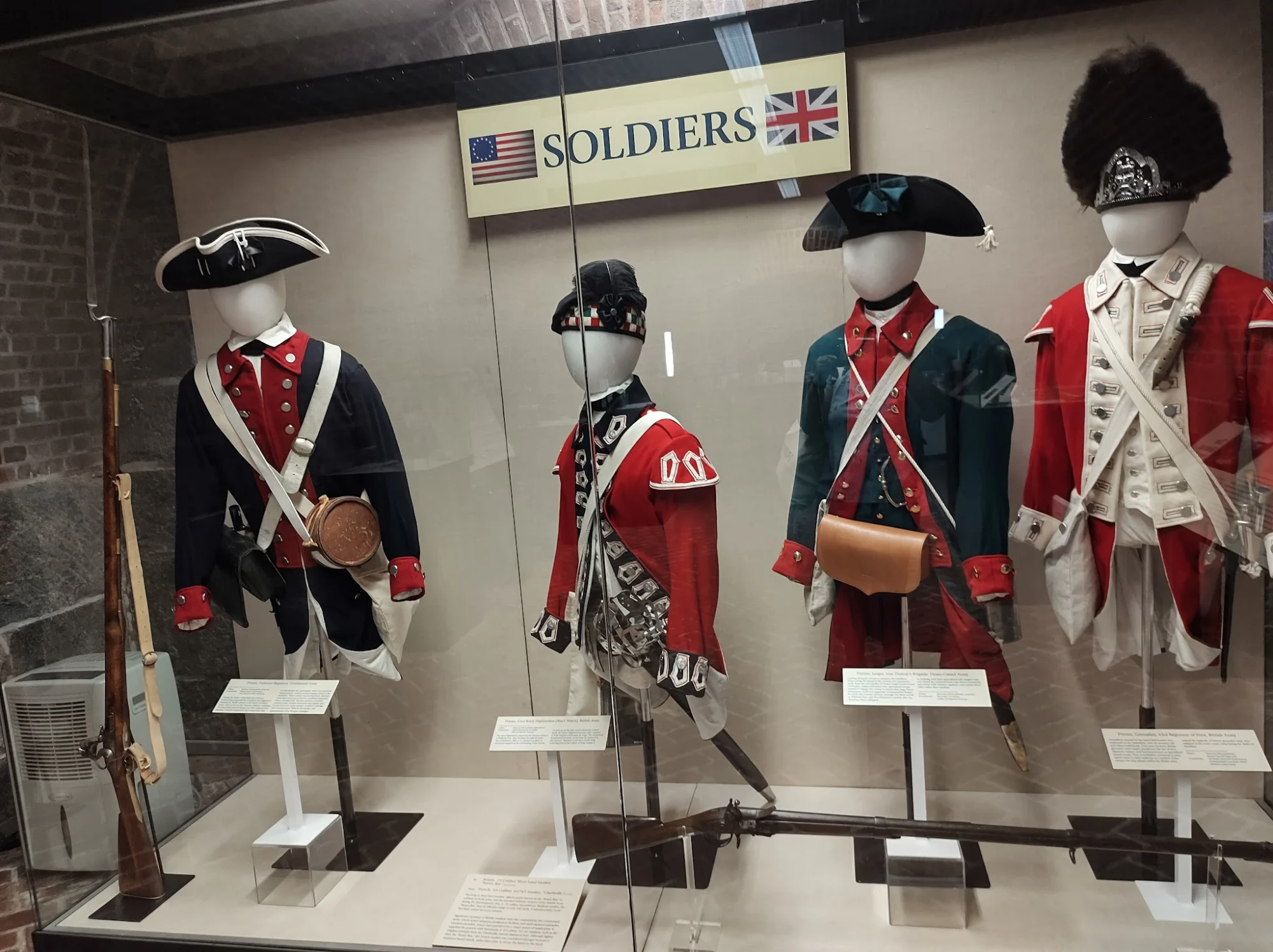Harbor Defense Museum featured image Display of historical soldier uniforms in Harbor Defense Museum, Fort Hamilton, Bronx NYC.